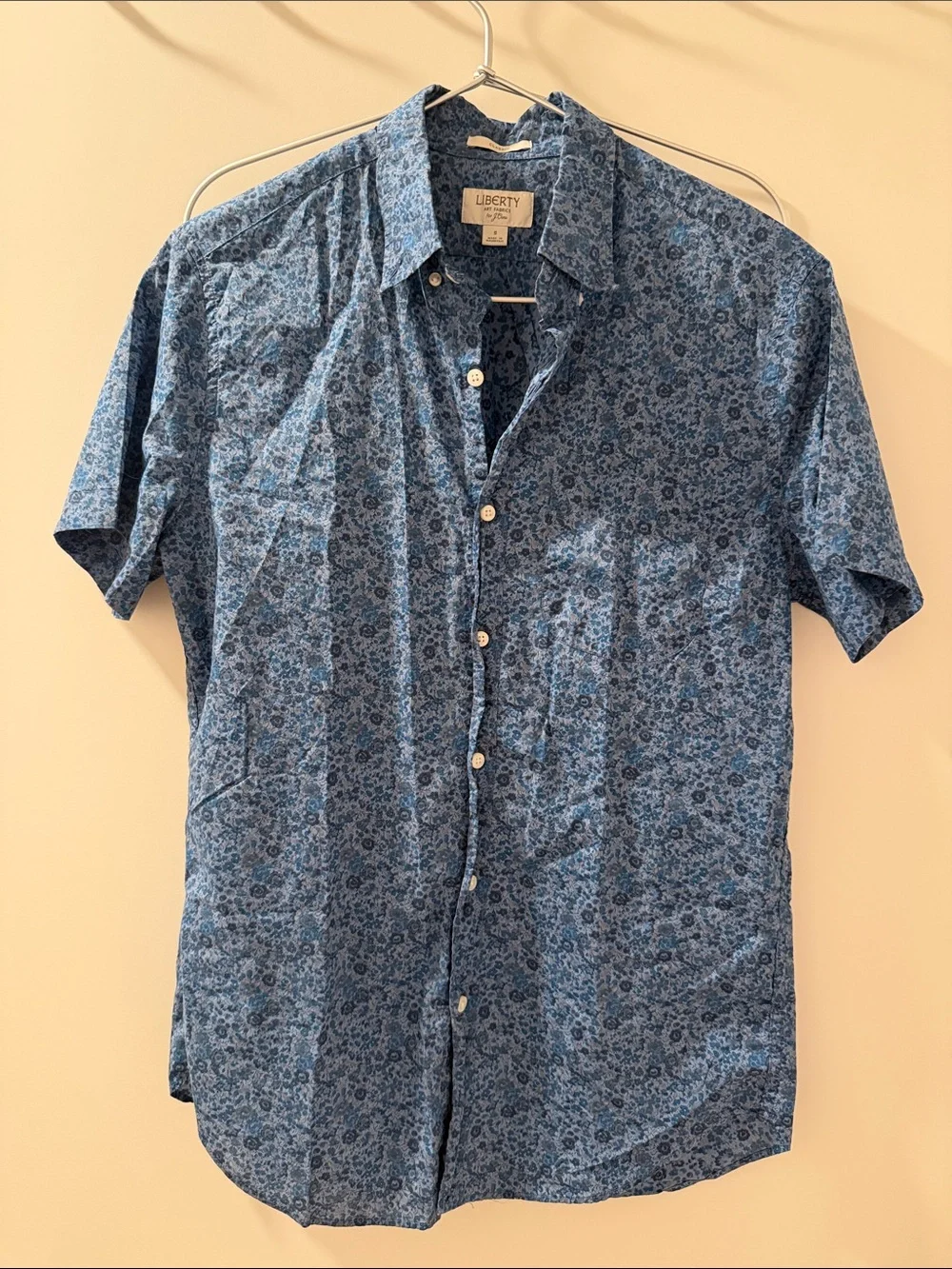 Liberty of London Blue Floral Short-Sleeve Button-Down Shirt